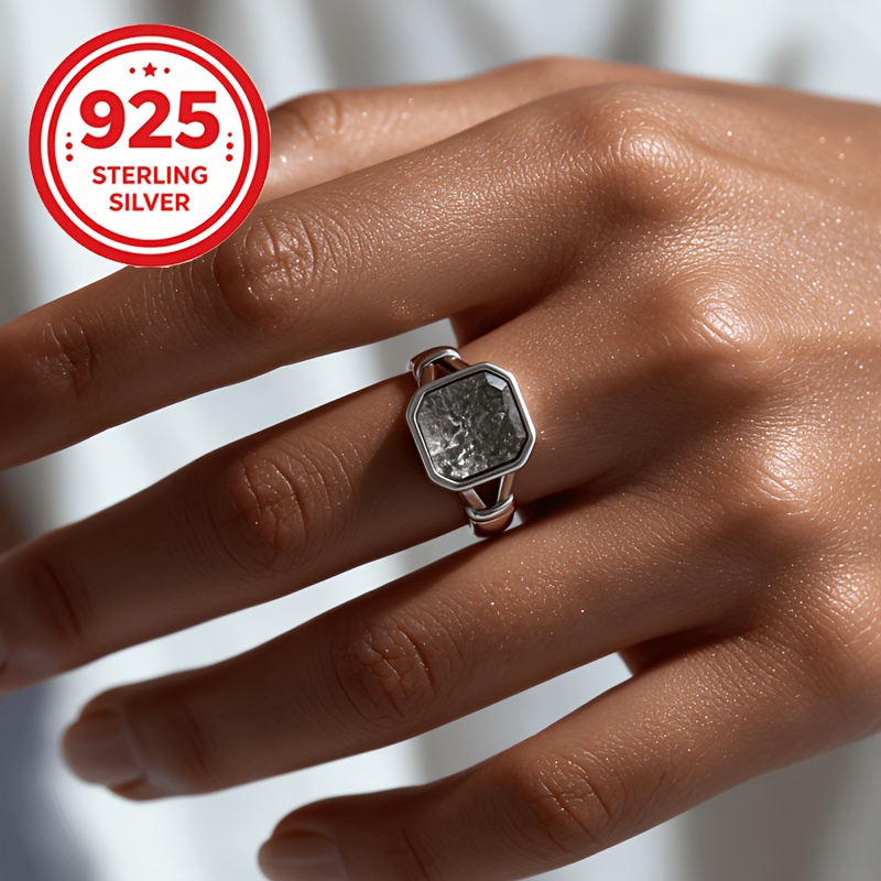 925 Silver Hypoallergenic Adjustable Open Wrap Geometric Ring
